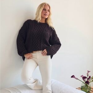 Abercrombie x Kathleen Post Oversized Cable-Knit Crew Sweater